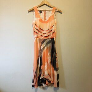 Le Chateau Abstract Multilayered Orange Glitch Dress - Vintage 90s High Low